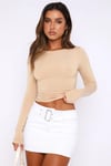 Bej Bisiklet Yaka Basic Uzun Kollu Body SH142