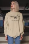 Bej Bisiklet Yaka Baskılı Oversize Kadın Sweatshirt SH310