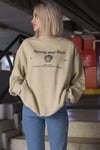 Bej Bisiklet Yaka Baskılı Oversize Kadın Sweatshirt SH310