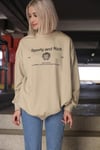 Bej Bisiklet Yaka Baskılı Oversize Kadın Sweatshirt SH310