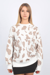 Bej Bisiklet Yaka Dalmaçya Desenli Sweatshirt SH130