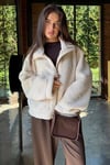 Bej Cepli Kadın Peluş Mont SH320