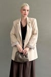 Bej Kol Desenli Blazer Kadın Ceket SH339