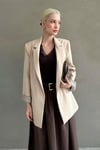 Bej Kol Desenli Blazer Kadın Ceket SH339