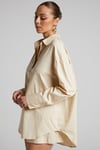 Bej Oversize Basic Kadın Gömlek SH268