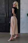 Bej Pileli Midi Boy Kadın Etek SH374