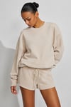 Bej Uzun Kollu Basic Kadın Sweatshirt SH278