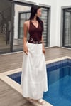 Beyaz Basic Uzun Pileli Etek SH159