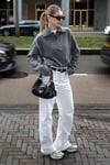 Beyaz Basic Wide Leg Kadın Jean SH273