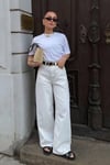 Beyaz Basic Wide Leg Kadın Jean SH273