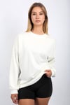 Beyaz Bisiklet Yaka Basic Sweatshirt SH111