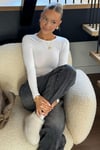 Beyaz Bisiklet Yaka Basic Uzun Kollu Body SH142