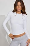 Beyaz Bisiklet Yaka Basic Uzun Kollu Body SH142
