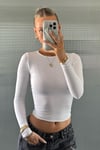 Beyaz Bisiklet Yaka Basic Uzun Kollu Body SH142