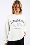 Beyaz Bisiklet Yaka Oversize Desenli Sweatshirt SH115