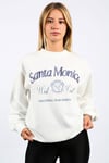 Beyaz Bisiklet Yaka Oversize Desenli Sweatshirt SH115