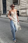 Beyaz Dantelli Asimetrik Saten Kadın Elbise SH349