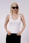 Beyaz Dantelli Basic Kadın Atlet SH251
