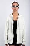 Beyaz Fermuarlı Kapüşonlu Sweatshirt SH113