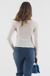 Beyaz Kare Yaka Uzun Kollu Kadın Body SH202