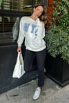 Beyaz Kayık Yaka Oversize Baskılı Kadın Sweatshirt SH204