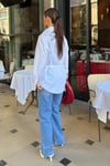 Beyaz Kemer Detaylı Oversize Kadın Gömlek SH366