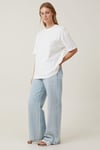 Beyaz Kısa Kollu Oversize Basic Kadın T-Shirt SH281
