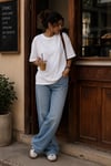Beyaz Kısa Kollu Oversize Basic Kadın T-Shirt SH281