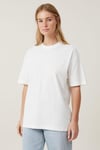 Beyaz Kısa Kollu Oversize Basic Kadın T-Shirt SH281