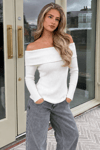 Beyaz Madonna Yaka Basic Kadın Kazak SH265