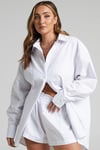 Beyaz Oversize Basic Kadın Gömlek SH268