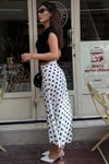 Beyaz Puantiyeli Asimetrik Kadın Etek SH384
