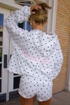 Beyaz Puantiyeli Kapüşonlu Kadın Sweatshirt SH279