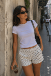 Beyaz Puantiyeli Mini Şort SH386
