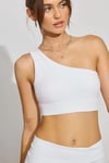 Beyaz Tek Omuzlu Kadın Crop SH146
