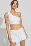 Beyaz Tek Omuzlu Kadın Crop SH146