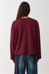 Bordo Basic Bisiklet Yaka %100 Pamuklu Uzun Kollu Tişört SH397