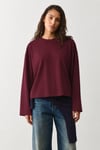 Bordo Basic Bisiklet Yaka %100 Pamuklu Uzun Kollu Tişört SH397
