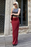 Bordo Basic Kadın Maxi Etek SH152