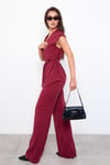 Bordo Basic Yelek Pantolon Takım Sh241