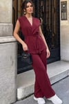 Bordo Basic Yelek Pantolon Takım Sh241