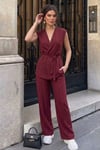 Bordo Basic Yelek Pantolon Takım Sh241