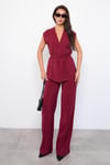 Bordo Basic Yelek Pantolon Takım Sh241