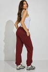 Bordo Beli Lastikli Basic Kadın Eşofman SH261