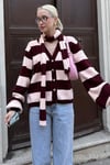 Bordo Çizigli Atkılı Kadın Triko Hırka SH331