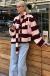 Bordo Çizigli Atkılı Kadın Triko Hırka SH331