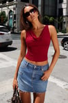 Bordo Degaje Yaka Kadın Body Sh221