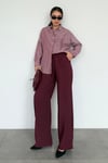Bordo Elastik Belli Bol Kesim Pantolon SH259