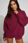 Bordo Kapüşonlu Kadın Sweatshirt SH264
