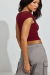 Bordo Kare Yaka Kadın T-shirt Sh222